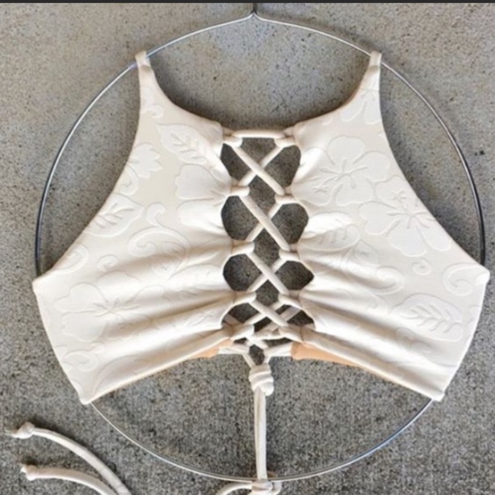 Two size medium white and off white bikini tops